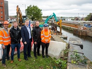 Work begins on new town centre flood defence in Rotherham: Works begin on town centre flood defence