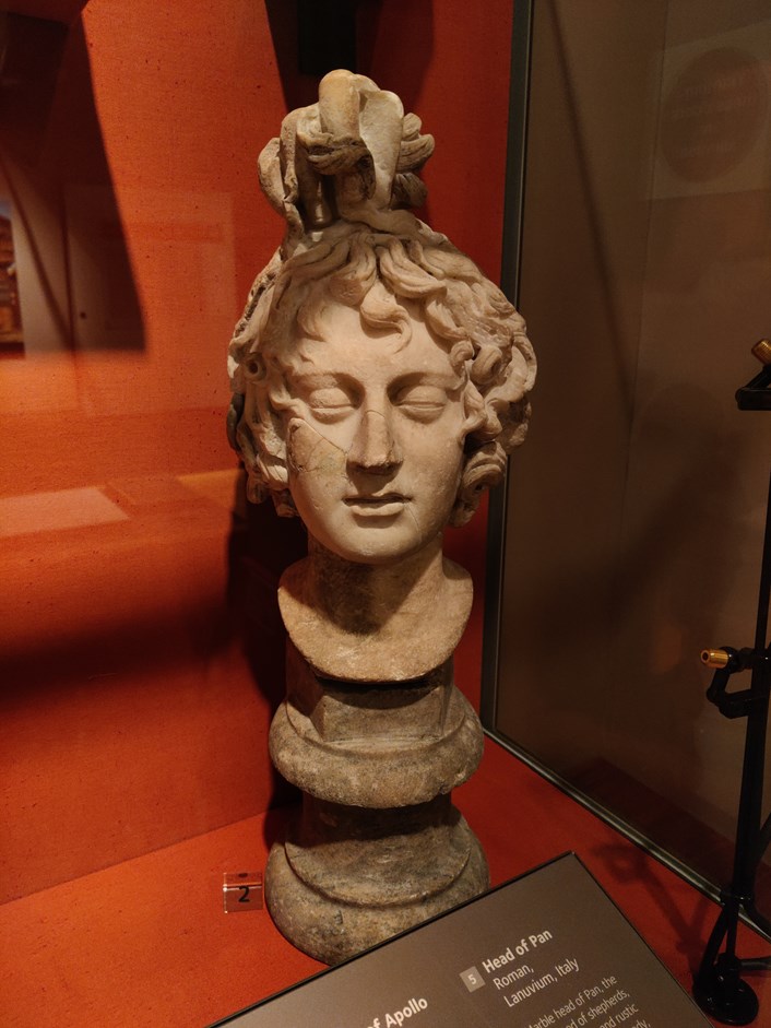 Legends at Leeds City Museum: A bust of the gorgon Medusa in Leeds City Museum's ancient worlds gallery.