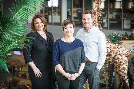 Left to right - Joanna Swash, CEO of Moneypenny with Rachel Clacher and Ed Reeves co founders of Moneypenny. Moneypenny is the world’s largest outsourced communications company offering telephone answering, digital switchboards, social media and live chat.