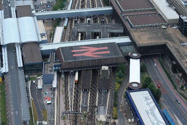 Passengers urged to plan ahead of improvement works at Gatwick Airport station and South London over the Late May Bank Holiday: Gatwick Airport station - aerial view