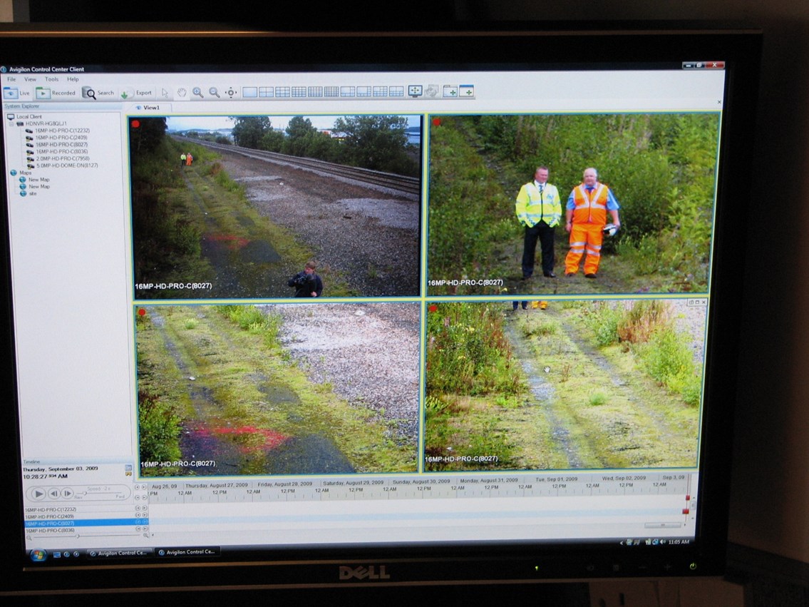 Screen showing high definition CCTV images_002: image on the top right is zoomed in from image on top left