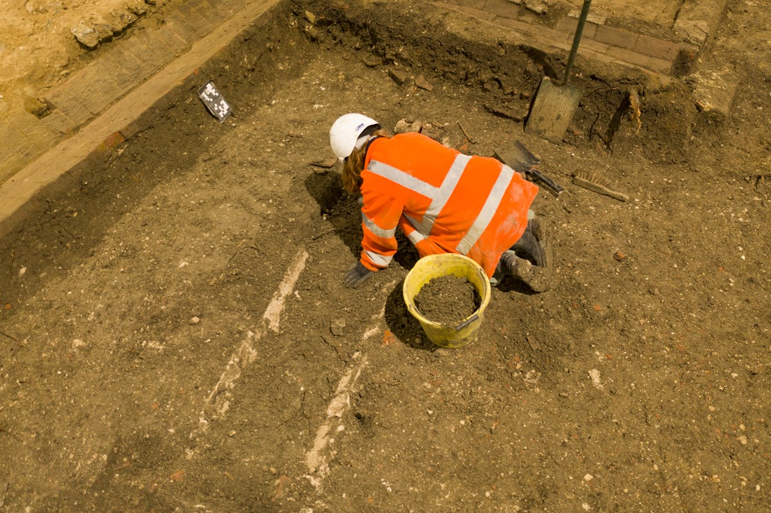 Archaeologist working at St Mary's Church, Stoke Mandeville: The remains of a medieval church in Stoke Mandeville are being excavated by archaeologists working on the HS2 project.

Tags: Archaeology, St Mary's, Stoke Mandeville