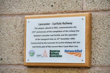 Avanti West Coast Lancaster & Carlisle Railway 175 Anniversary 3: Commemorative plaque at Carlisle station