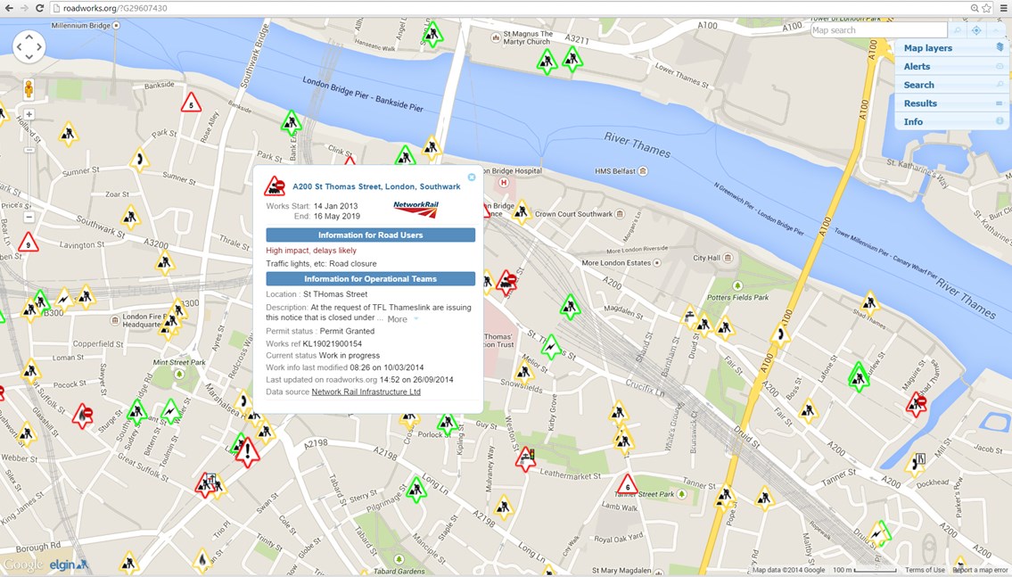 Screenshot of the Roadworks app from ELGIN: Screenshot of the Roadworks app from ELGIN