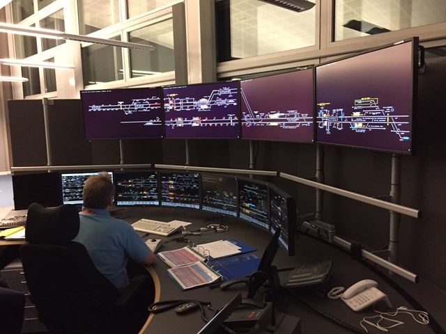 New workstations at East Kent signalling centre, Gillingham: This workstation, just commissioned this Easter, shows the Medway Towns up to Longfield