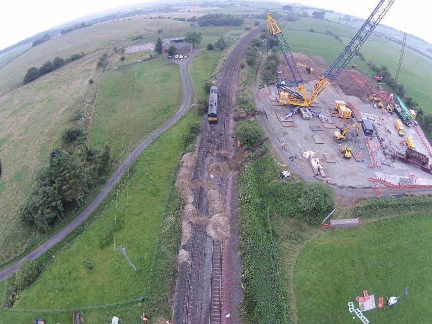 Derailment at Cumnock (aerial): With the 16 derailed wagons and freight train now removed from site, the recovery works at Logan, near Cumnock, are progressing to schedule