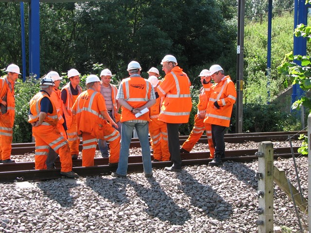 John Armitt at Adwick: Netwrk Rail Chief Executive, John Armitt, visits staff working to restore rail services at Adwick on 2 July 2007