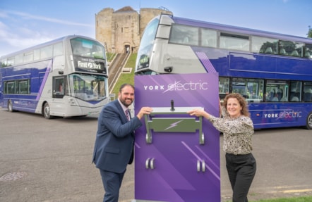Andrew Cullen and Cllr Claire Douglas 'switch on' York Electric fleet
