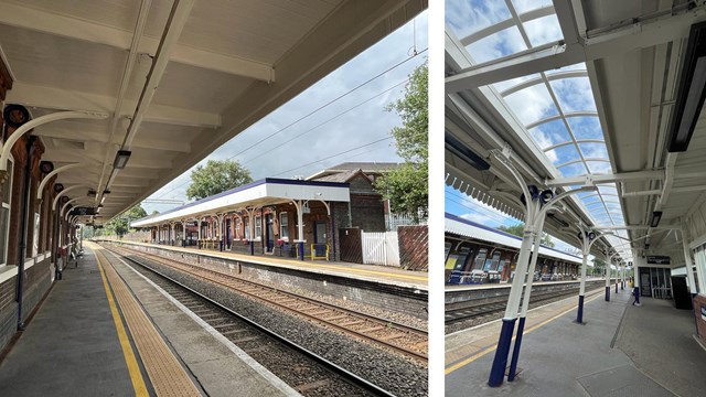 Wilmslow station’s heritage platform canopies restored for passengers: Wilmslow station finished composite