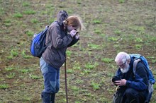 Kat O'Brien and David Chamberlain as they discover the rare moss - credit Joan McNaughton