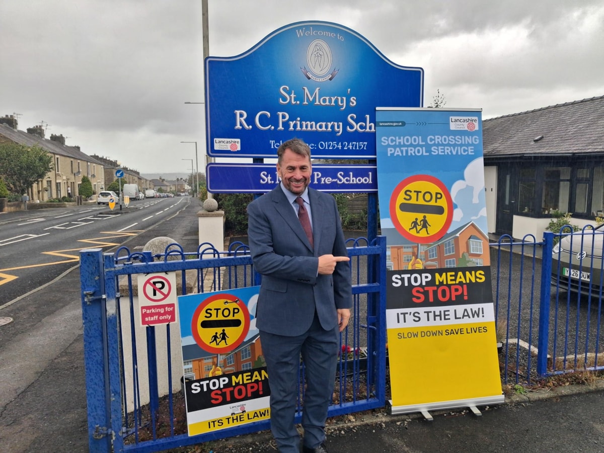 Councillor Stephen Atkinson, Leader of Lancashire County Council, at St Mary's Roman Catholic Primary School in Langho