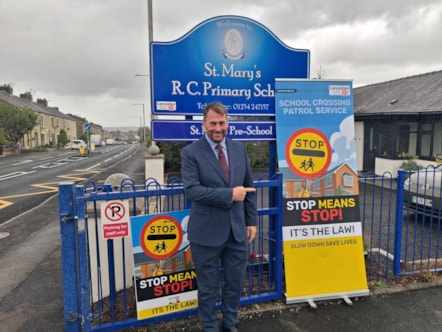 Councillor Stephen Atkinson, Leader of Lancashire County Council, at St Mary's Roman Catholic Primary School in Langho