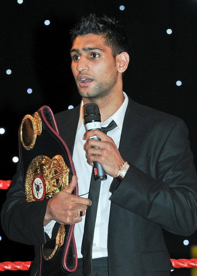 NEWPORT BOXING CLUB AND AMIR KHAN HELP NETWORK RAIL CELEBRATE BIG HIT TO RAILWAY CRIME: Amir Khan at the No Messin' Tri nation boxing competition - powered by Network Rail 08.01.11