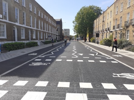 Existing cycle lanes on Queensbridge Road