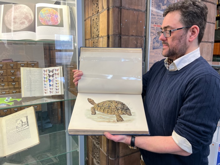 Antique book return: The books’ return comes as the library is currently hosting Story Explorers, a new free exhibition at Leeds Central Library, co-produced alongside the British Library.
Alongside immersive, family-friendly installations, the exhibition also includes books like the one shown here as well as objects exploring themes such as the natural world and the far reaches of space.