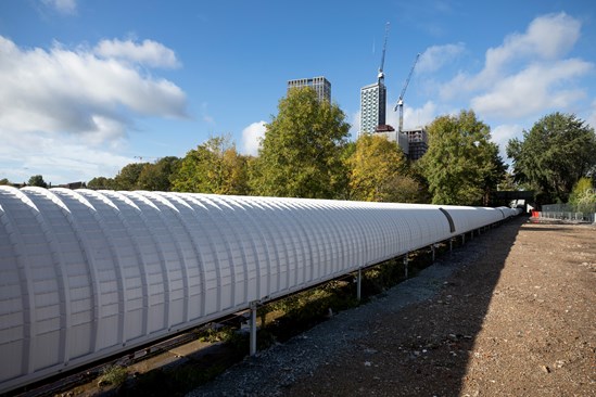 West London spoil conveyor network Old Oak Common station: A 1.7 mile-long network of conveyors has begun operating in West London, and will move over five million tonnes of spoil excavated for the construction of HS2.