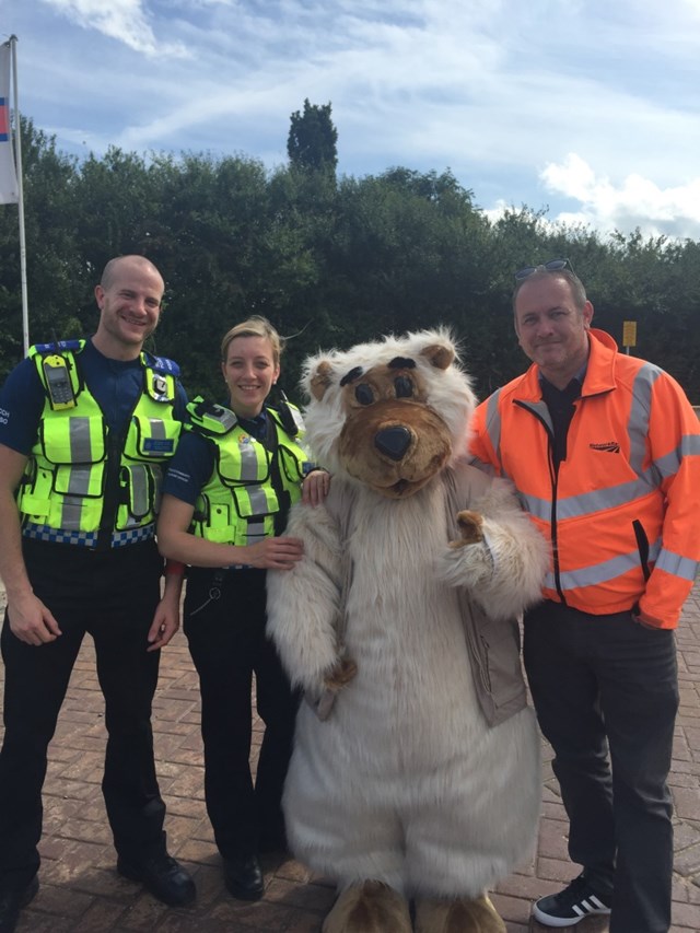 BTP officers Richard Argyle and Charlotte Spear with Stephen Jones, level crossing manager for Network Rail
