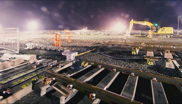 Weekend changes for East Midlands passengers as Midland Main Line Upgrade continues: Still of similar work which took place over Christmas in Wellingborough (2)