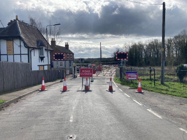 A5132 Hilton Level Crossing, road temporarily closed, Network Rail