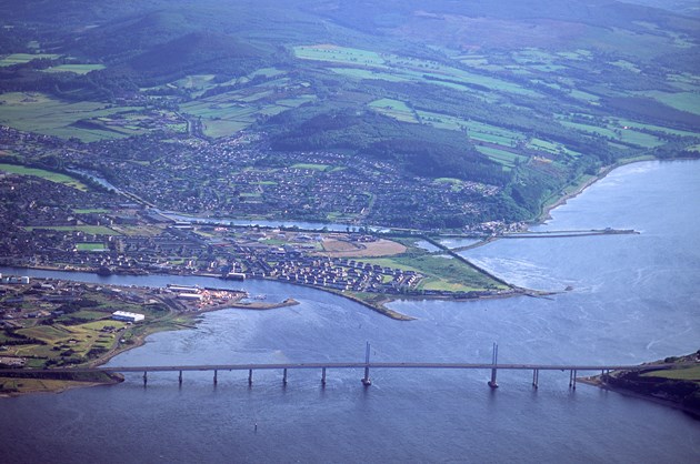 Aerial view over the Kessock bridge towards Inverness.  ©Patricia and Angus Macdonald/NatureScot