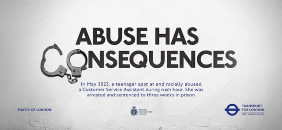 TfL Graphic - Abuse has consequences hand cuffs