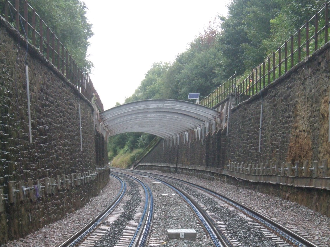 Chorley 'Flying Arches' - completed: Track through the 'Flying Arches' in Chorley after completion of £5m renewal and drainage work (05 Sept 2008)