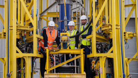 L-R - First Minister John Swinney, Derek Robertson, Subsea Micropiles and Reuben Aitken, Scottish Enterprise