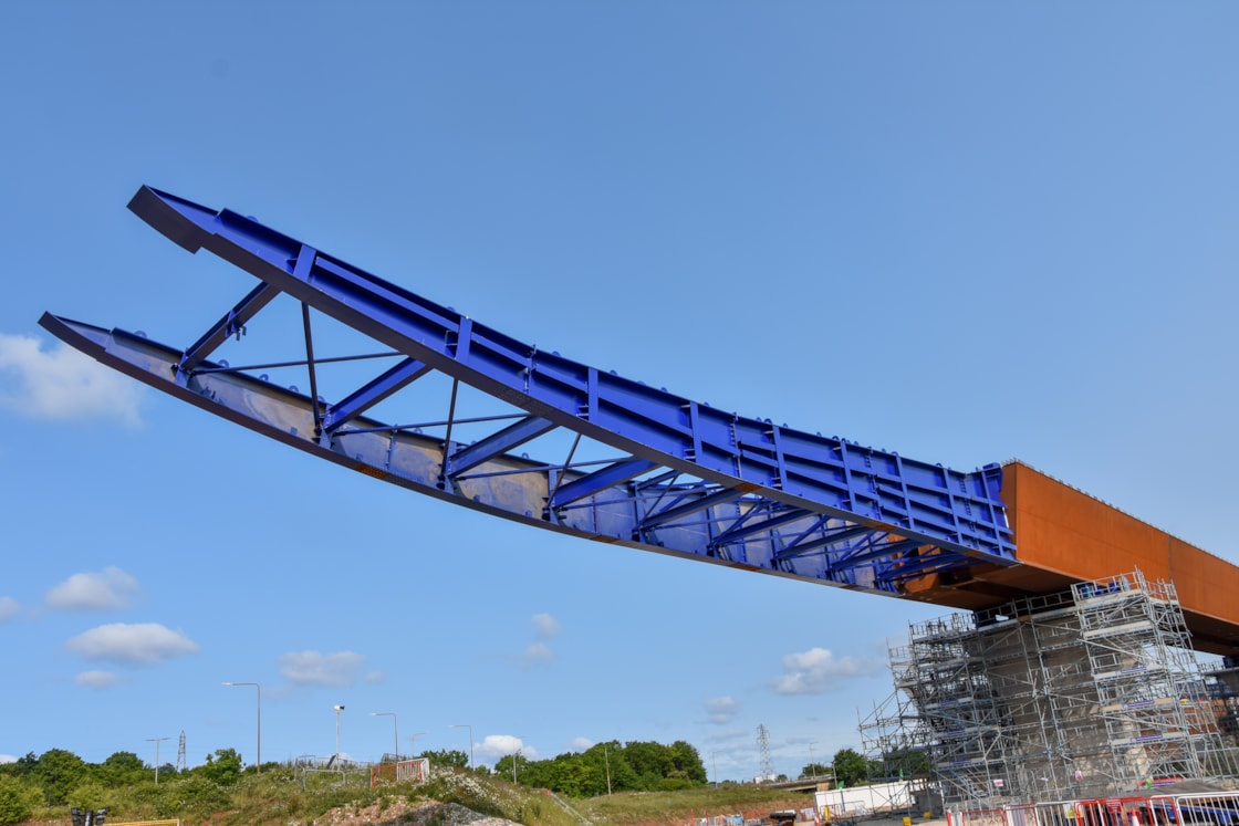 36m long temporary nose on the M6 South viaduct deck during the first launch June 2025