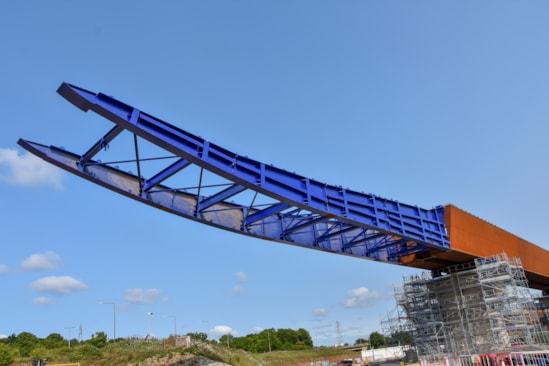 36m long temporary nose on the M6 South viaduct deck during the first launch June 2025