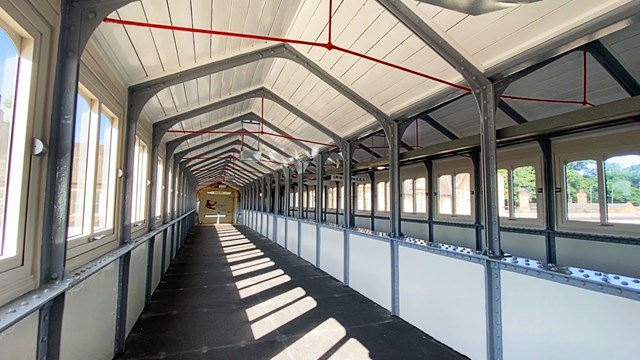 Grade II listed Lancaster station footbridge restored for passengers: Interior of Lancaster station footbridge after refurbishment