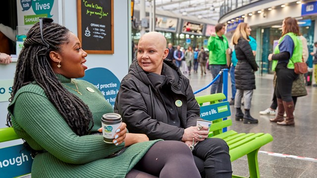 Gail Porter and Channique Sterling-Brown at the Small Talk Saves Lives launch at Manchester Piccadilly