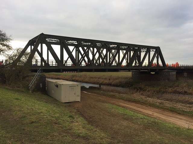 Rail engineers working to repair a rail bridge in the Manea area to restore weekend services: Manea Bridge-5