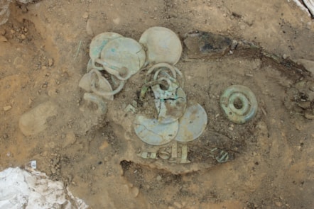 01. The Peebles Hoard during excavation. Image Crown Copyright