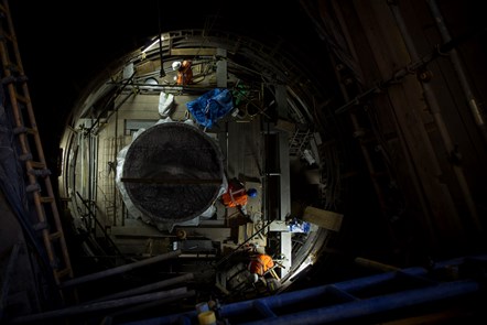 The vent shaft during construction. (Copyright TfL)
