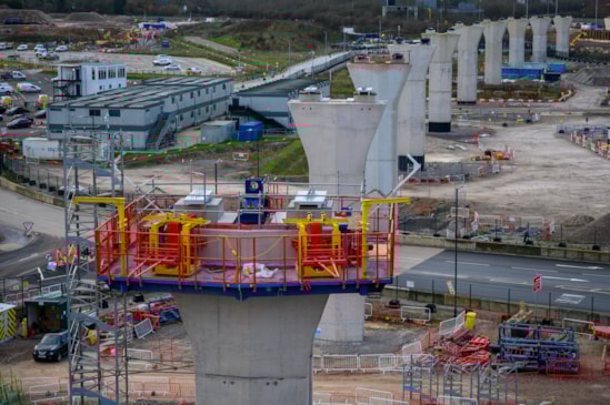 20251227 Line of piers built to suport the next stages of the Water Orton 1 and 2 viaducts