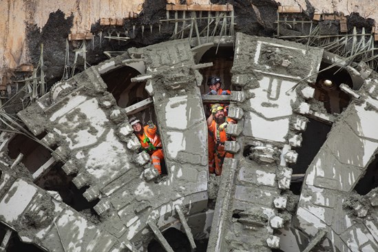 Historic breakthrough for HS2’s longest tunnel: TBM crew wave through the cutter head after the breakthrough of Florence 270224