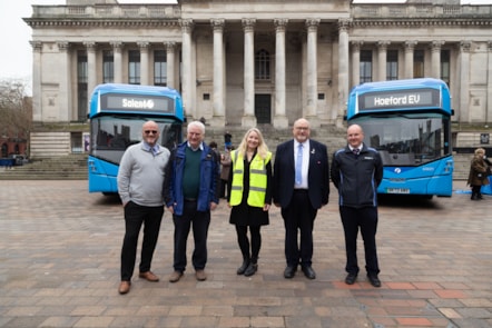 Portsmouth EV Bus Cllr Vernon Jackson and First Solent team