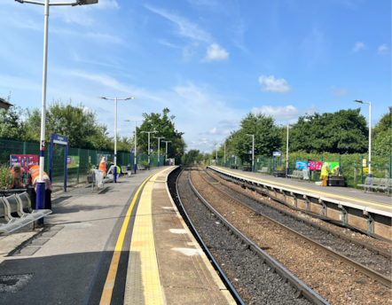 An image of volunteers working to improve Accrington Station