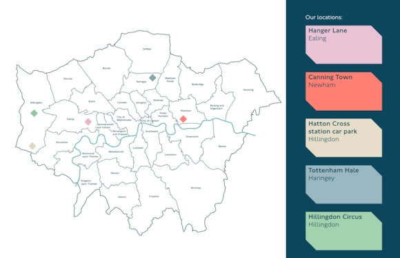 Places for London selects Fastned as preferred partner for new electric vehicle charging hub joint venture: TfL Image - Places for London EV map