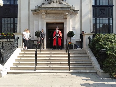 Islington paused for a minute's silence outside the Town Hall to mark National Day of Reflection