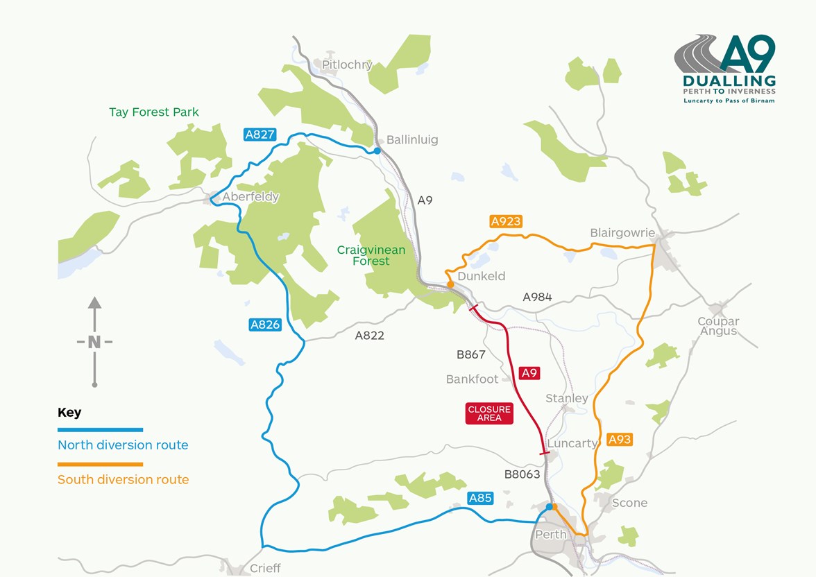 Four overnight closures of A9 Luncarty to Dunkeld Transport