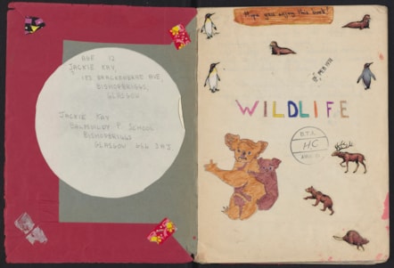 The opening spread of Jackie Kay's childhood book, 'Wildlife'
