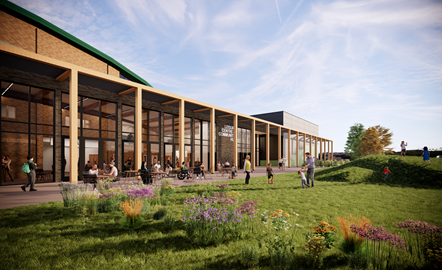 Leisure Centre & Community Hub viewed from Cycle Park 