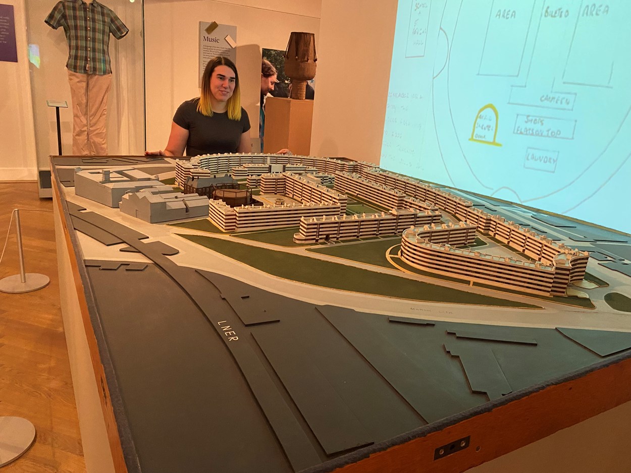 Leeds City Museum 200: Project curator Catherine Robins with a detailed model of the old Quarry Hill development, built in the 1930s and once the largest social housing complex in the United Kingdom.