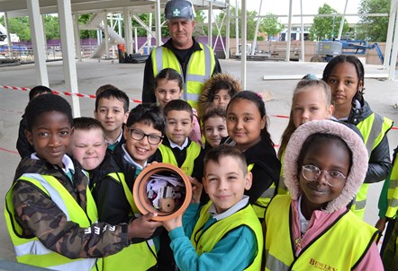 Children from Oxford Road Community School with their time capsule