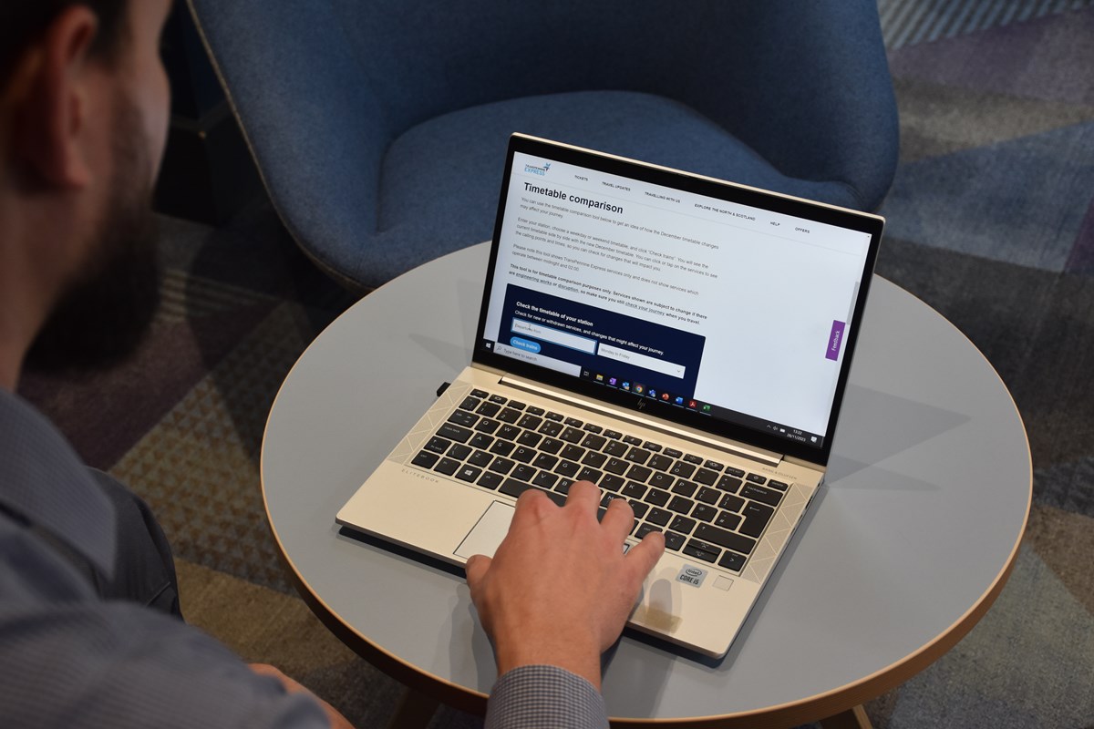 TPE's new timetable comparison tool in use