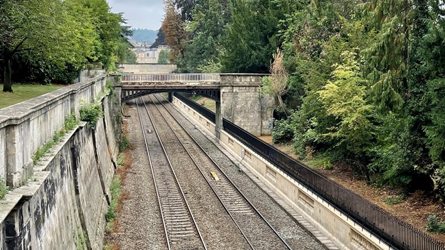 Safety improvements in Bath protect both the railway and a bit of history: Repaired balustrade wall, Sydney Gardens