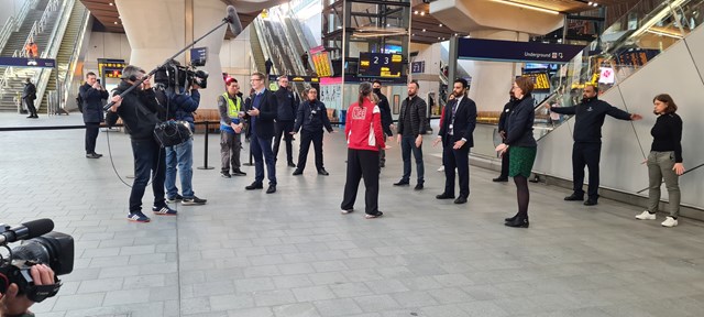 John Halsall presenting the opening session live from London Bridge station on day 1 of Rail Wellbeing Live