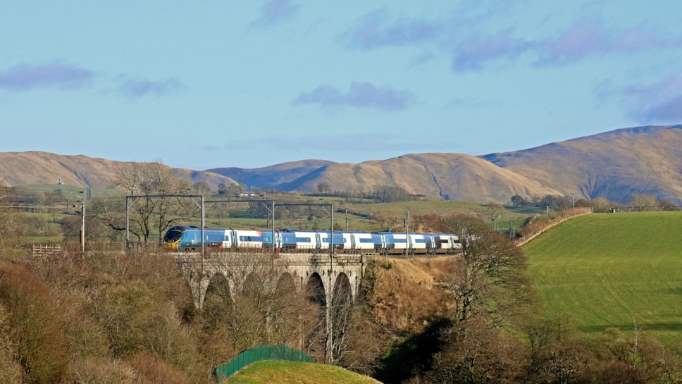 Avanti West Coast passes over Docker Viaduct