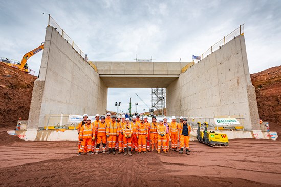 The team celebrates completion of bridge push under Coventry - Leamington railway